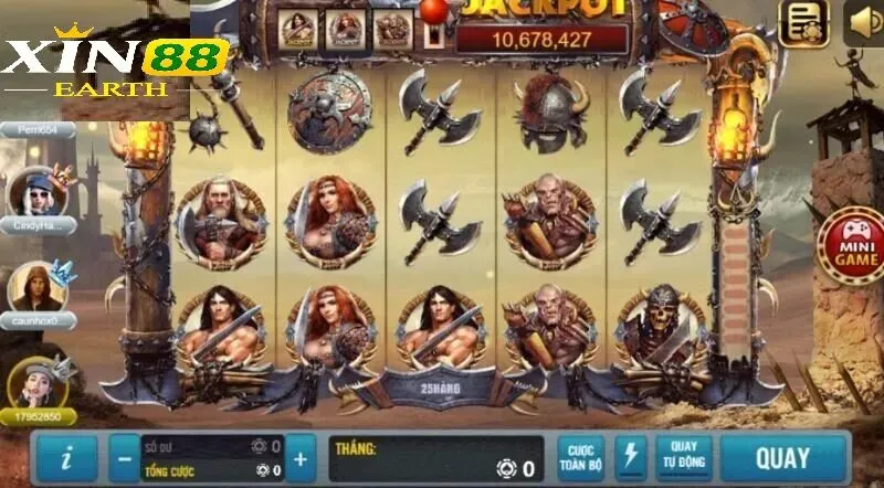 Xin88 hướng dẫn chơi quay hũ Barbarian Nudge Slot chi tiết 